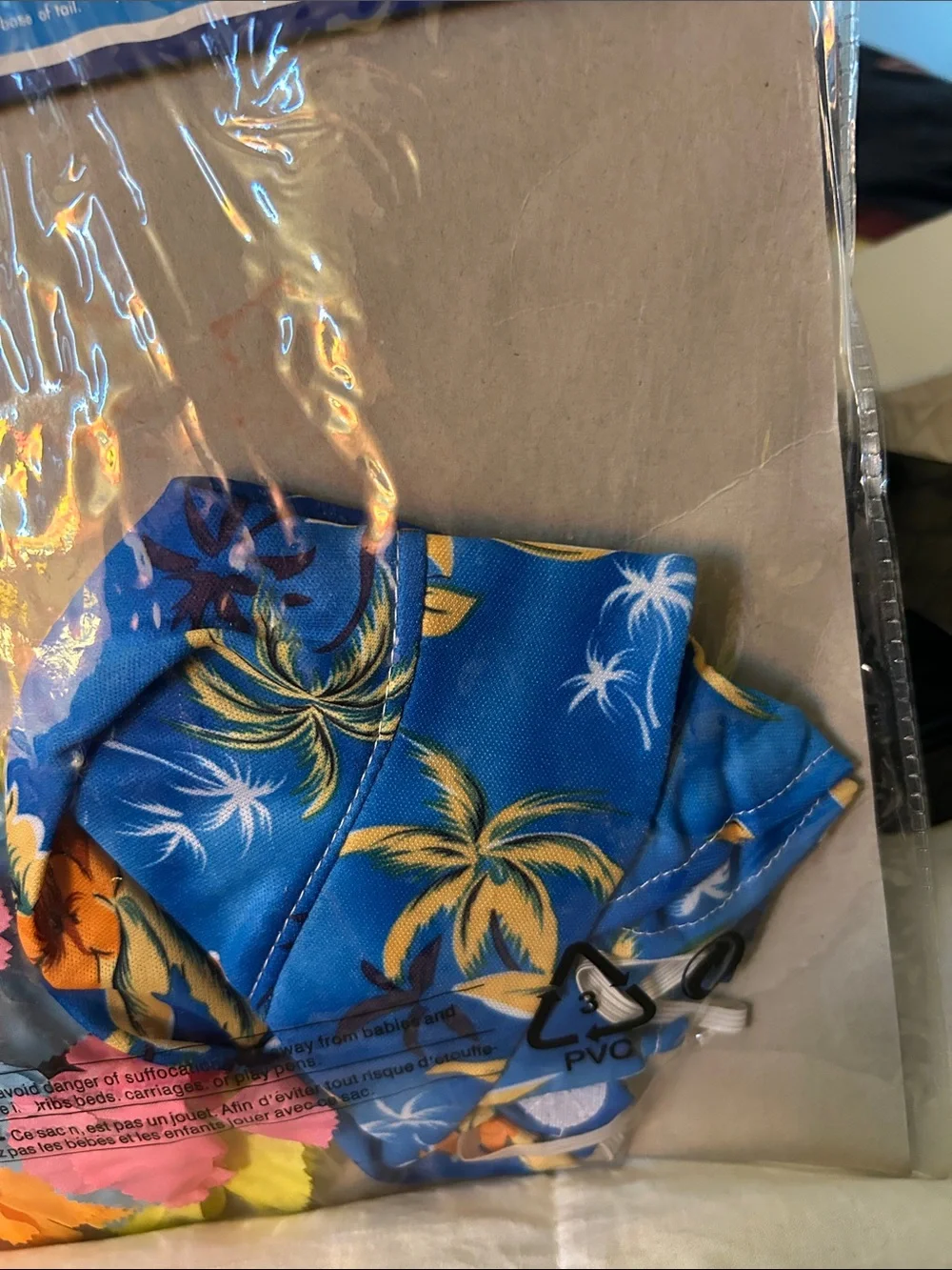 Hawaiian Dog Shirt & Multicolor Lei Pet Costume - Blue